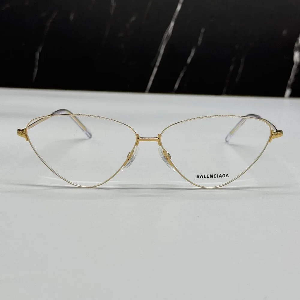 NEW BALENCIAGA BB0015O 003 CAT EYE GOLD WOMEN EYEGLASSES BALENCIAGA